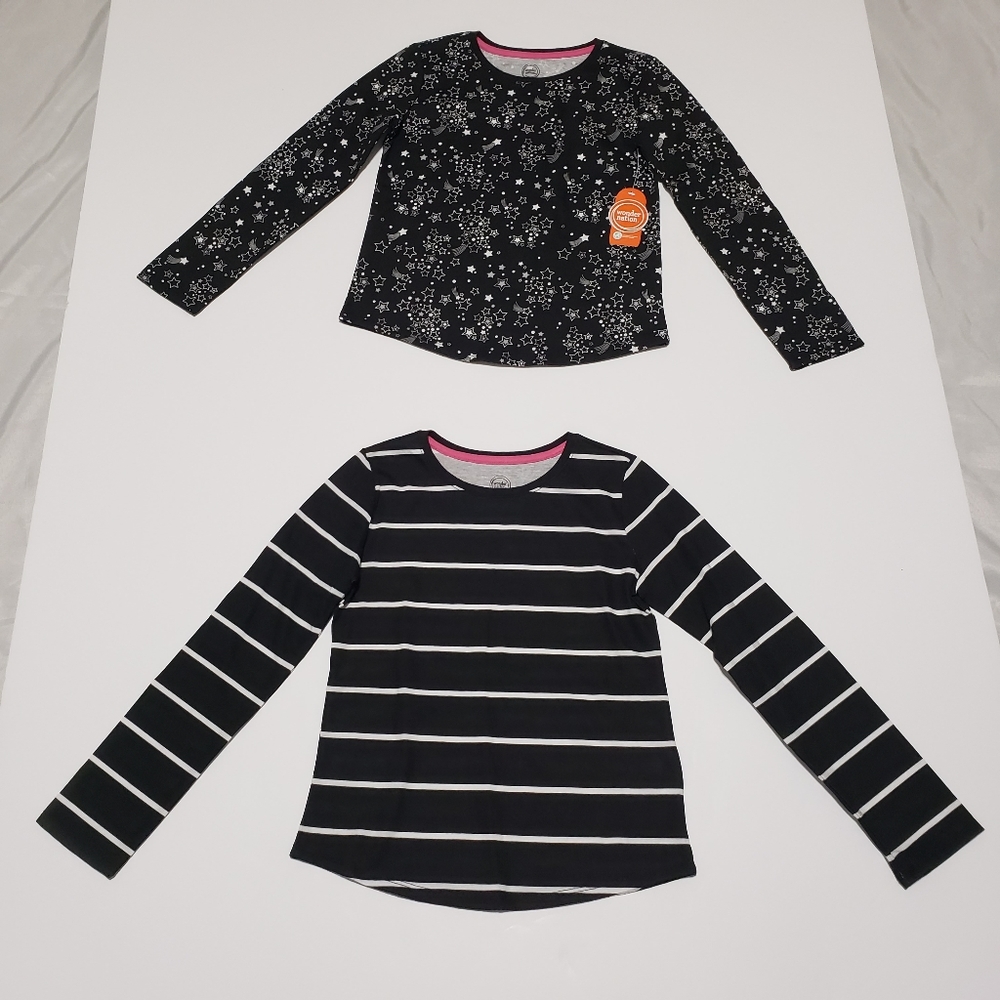 Wonder Nation Girls Long Sleeve T-Shirt Set.